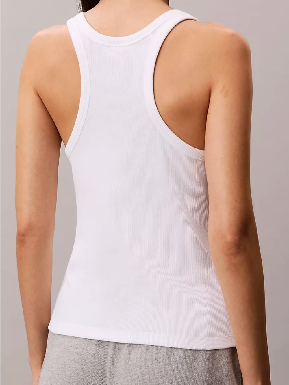 Calvin Klein Ribbed Sleep Tank Top - Classic White - Picture 4 of 8